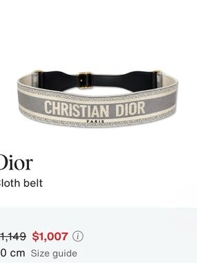 Dior Gray and Cream Logo Canvas Belt
